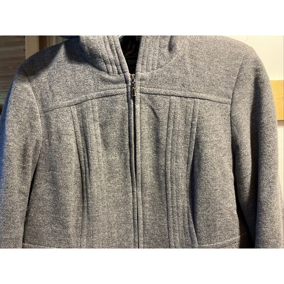 Fleet Street Ltd Wool Blend Hooded Coat Jacket Medium Gray Zipper Outdoor Travel - Picture 5 of 13